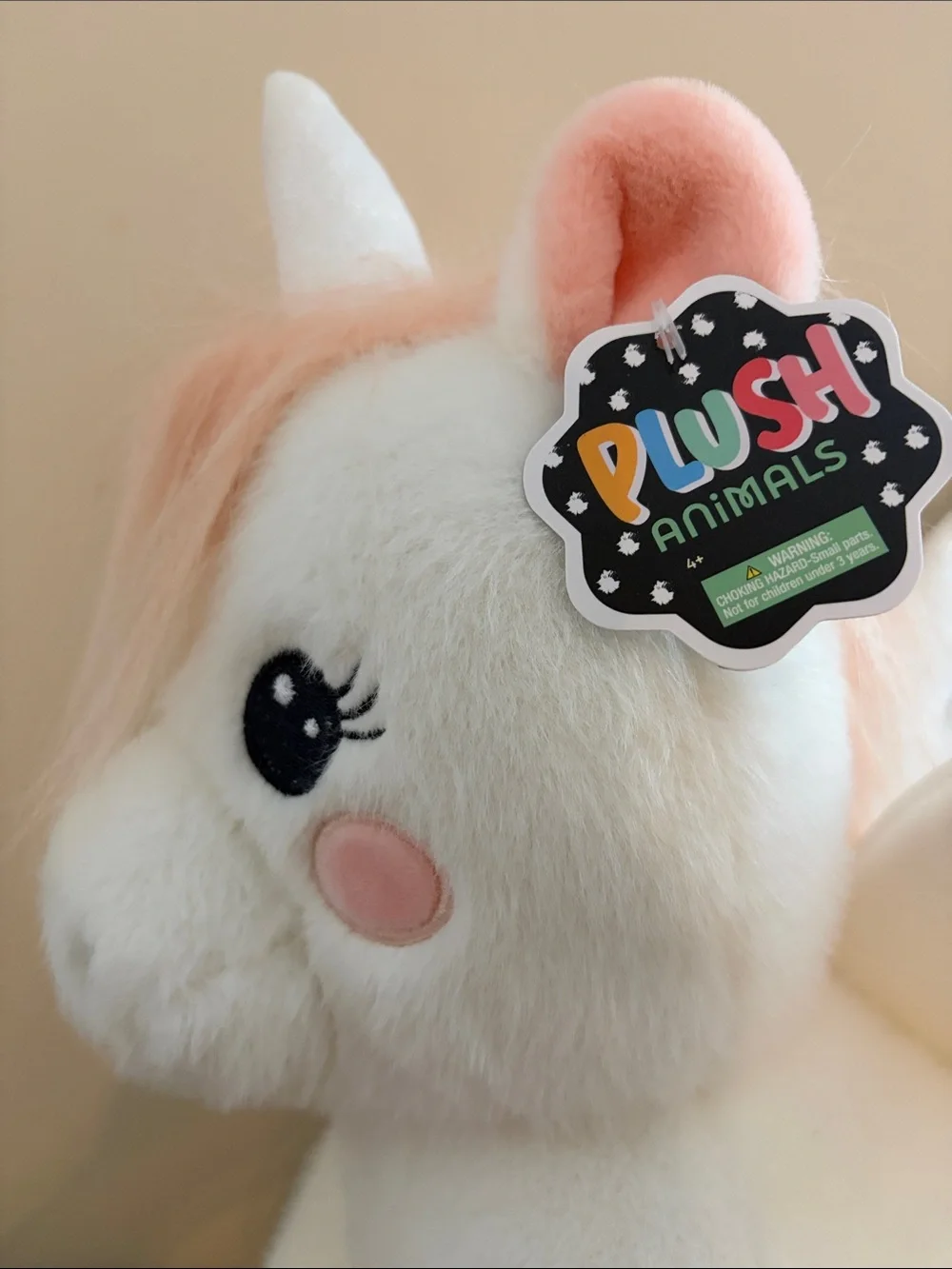Plush White & Pink Unicorn/Pegasus Stuffed Animal